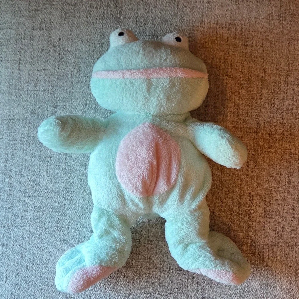 Vtg Ty Pluffies Grins Frog Plush Mint Green Pink 2002 TyLux Lovey Stuffed Toy